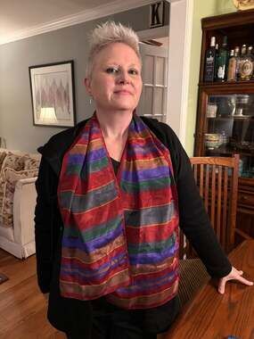 Vintage Kenzo Silk Scarf with Multi-Color Horizontal Stripes